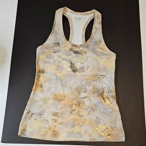 Athleta Womens Small SHANTI Gilded Gold Shimmer Metallic Racerback Tank …